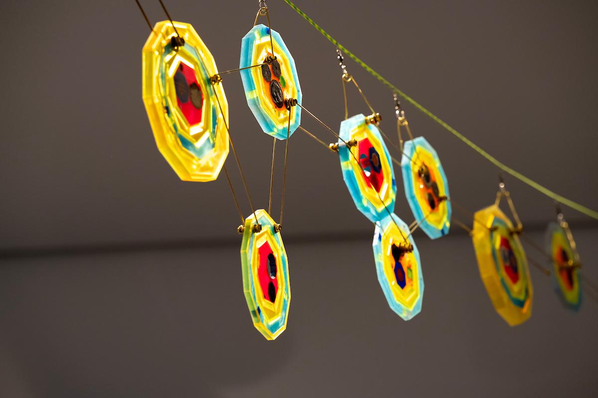 Artist Jason Thompson sculpture and pulley system. 