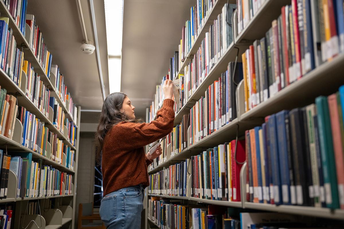 In her role, Jones collects and packs books and processes digital article requests for the Interlibrary Loan (ILL) system.