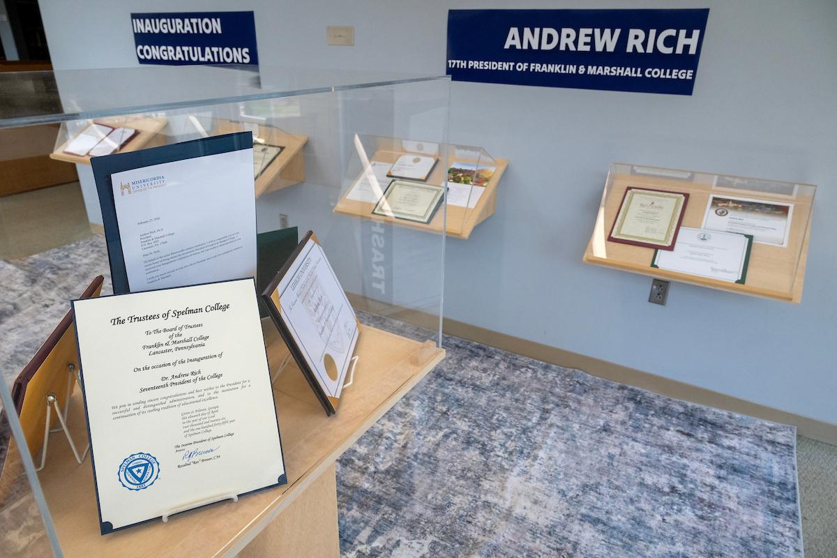 F&M has received more than 100 letters and certificates of congratulations, many of which are on display on the first floor of Shadek-Fackenthal Library through April 13.