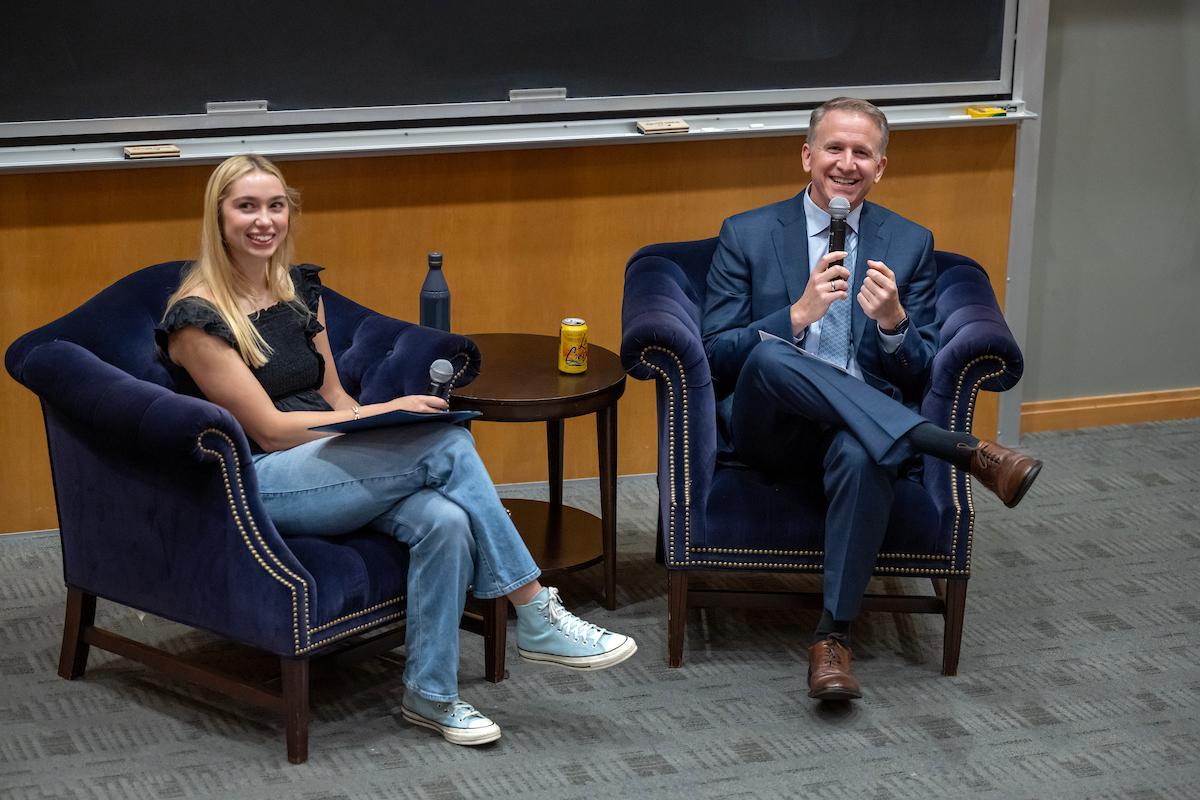 President Andrew "Andy" Rich holds a Common Hour with Diplomatic Congress President Caroline Reigel.