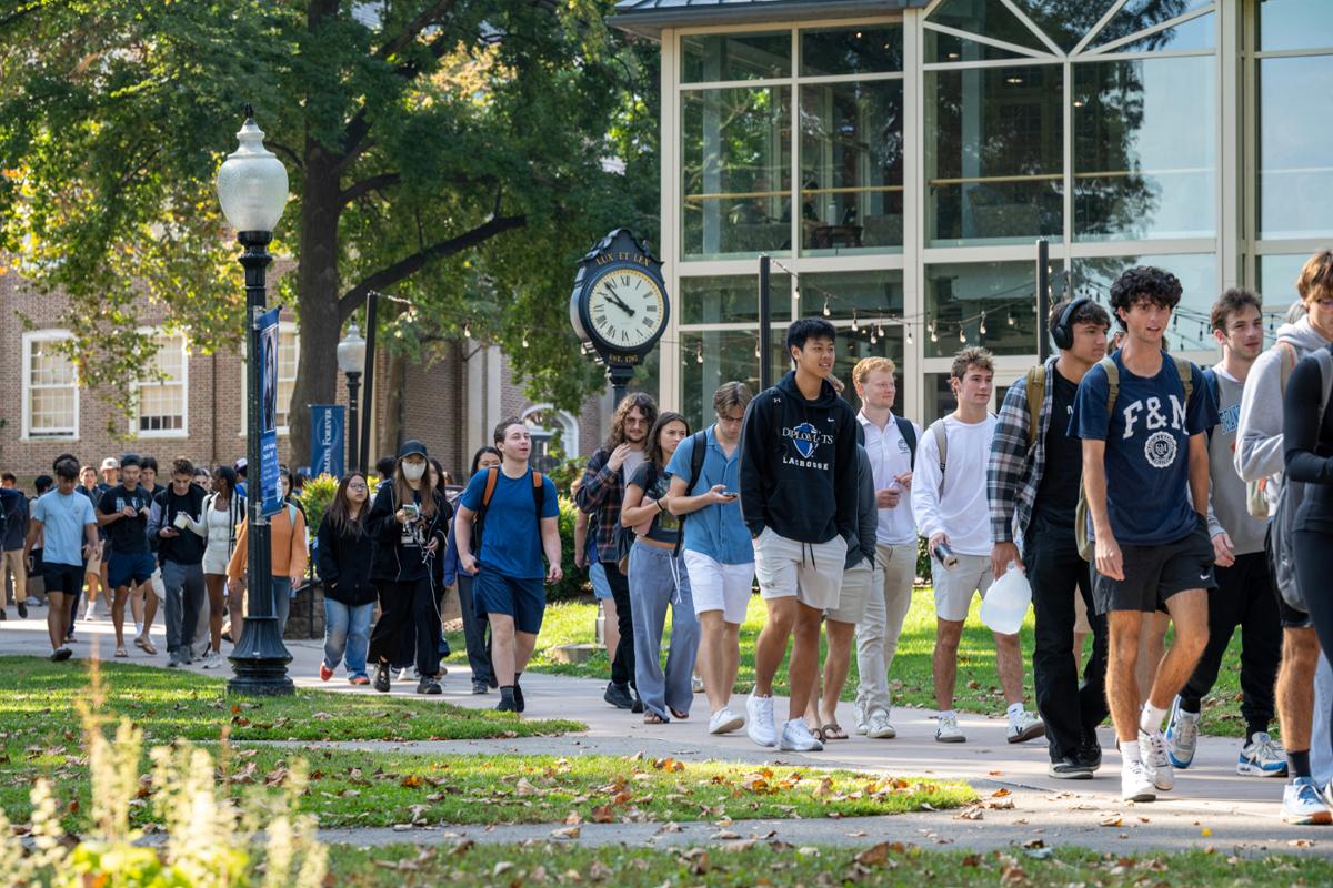 Students walking on campus