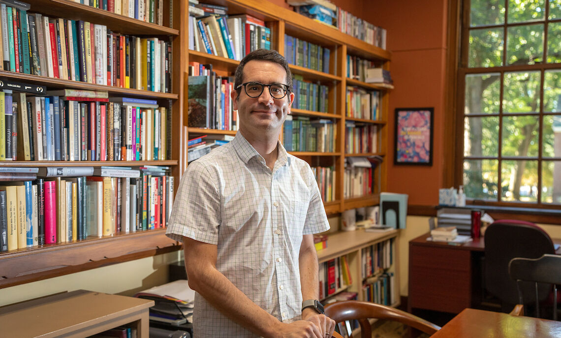 Professor Jon Stone's project to translate a series of Russian stories started with assistance from Isabelle Roman ’20, whose research work helped him land a publishing contract. Image Credit: Deb Grove