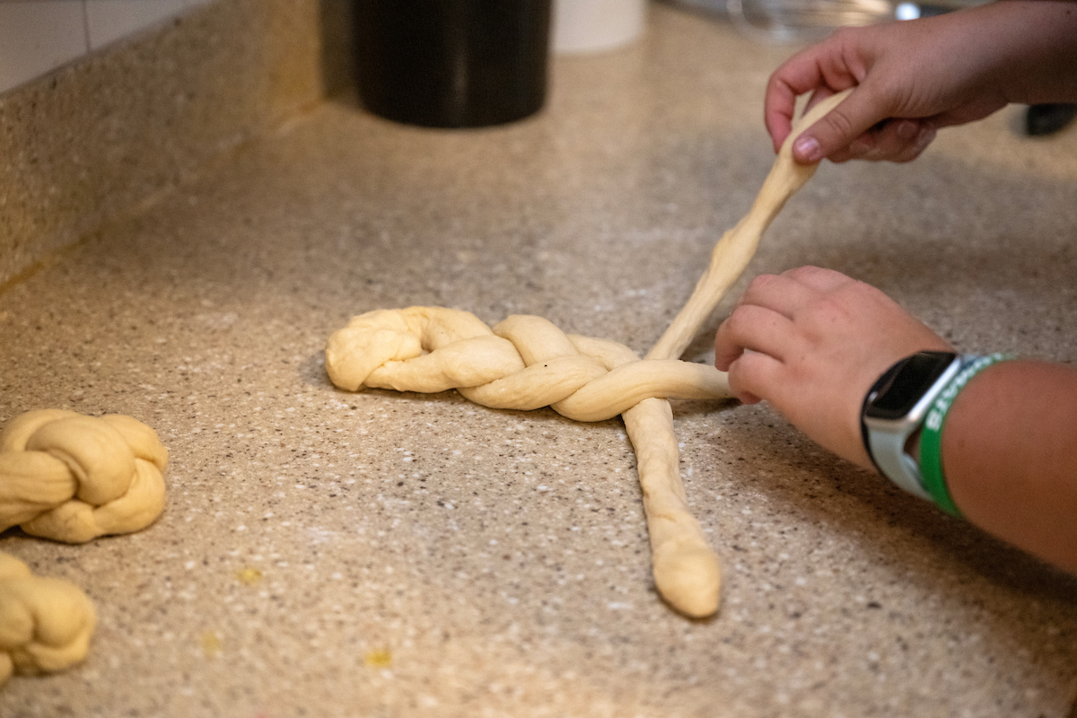 Students make hallah every Friday at the Klehr Center.