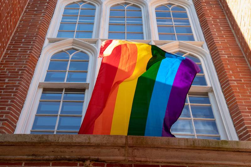 Pride flag on F&M campus