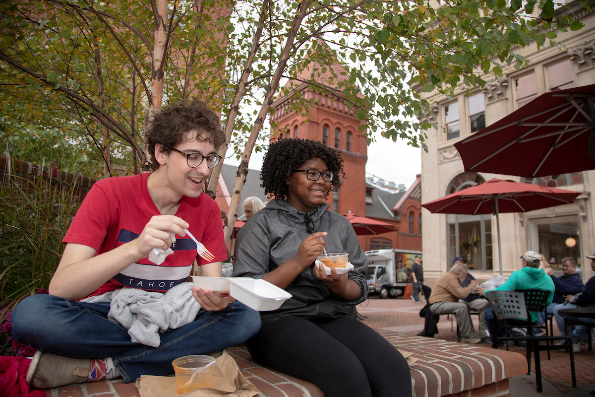 Students outside of Central Market