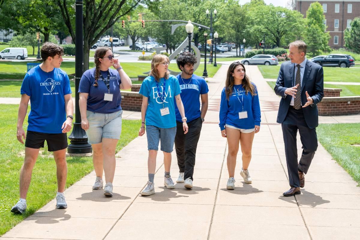 F&M President Andy Rich with Tour Guides