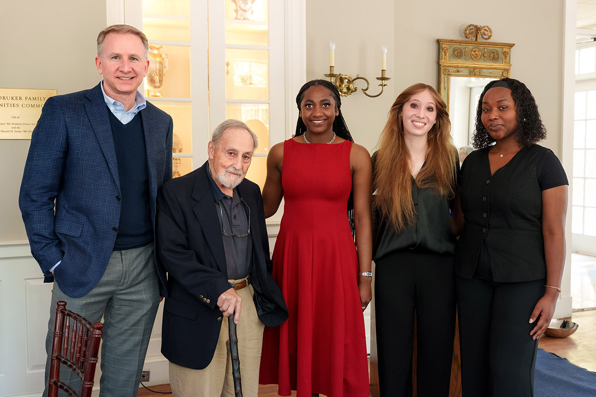 President Andrew Rich, Andy Rouse '49 and 2028 Rouse Scholars