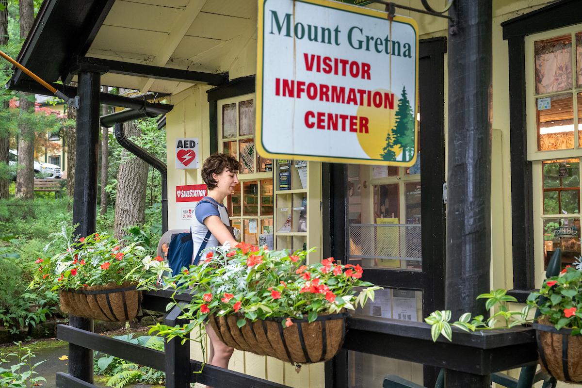 Layla Beyer '27 entering the Mount Gretna Visitor Center