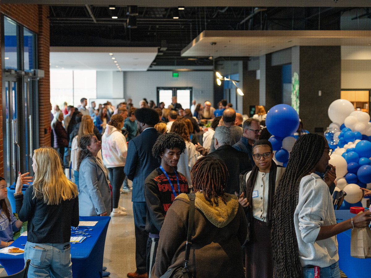 Visitors gathered in the Lombardo Welcome Center