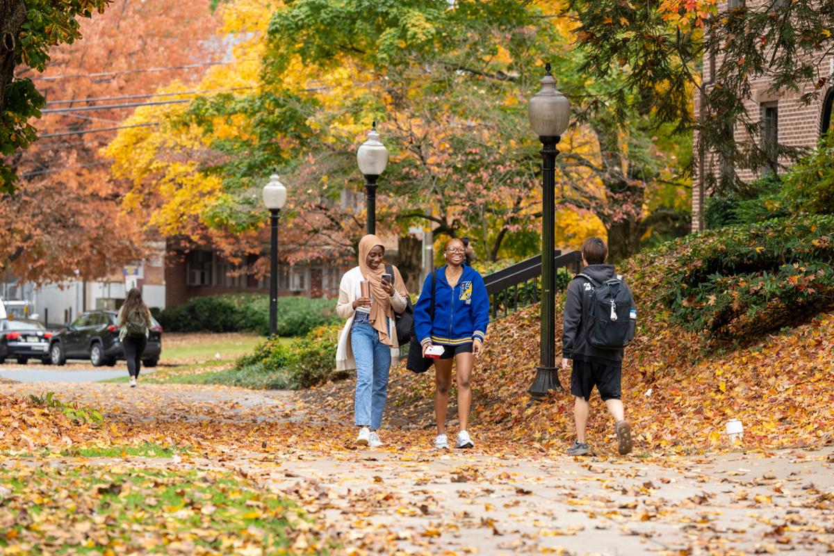Students walking on campus