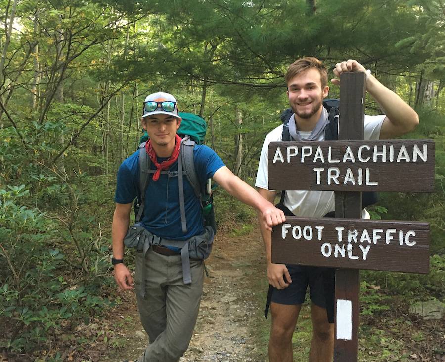 Students pose on the Appalachian trail as part of the FOOT pre-arrival program