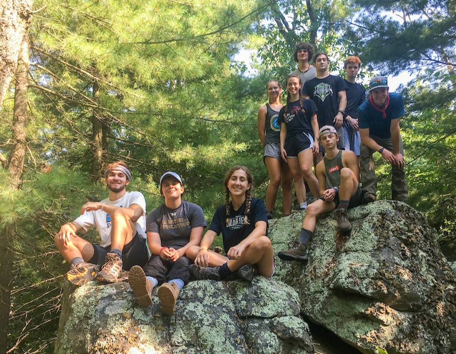 Students pose on the Appalachian trail as part of the FOOT pre-arrival program