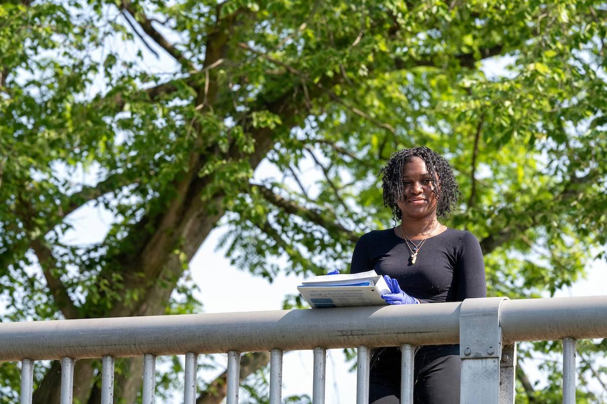 Grace Uwezukwe observes the Little Conestoga Creek