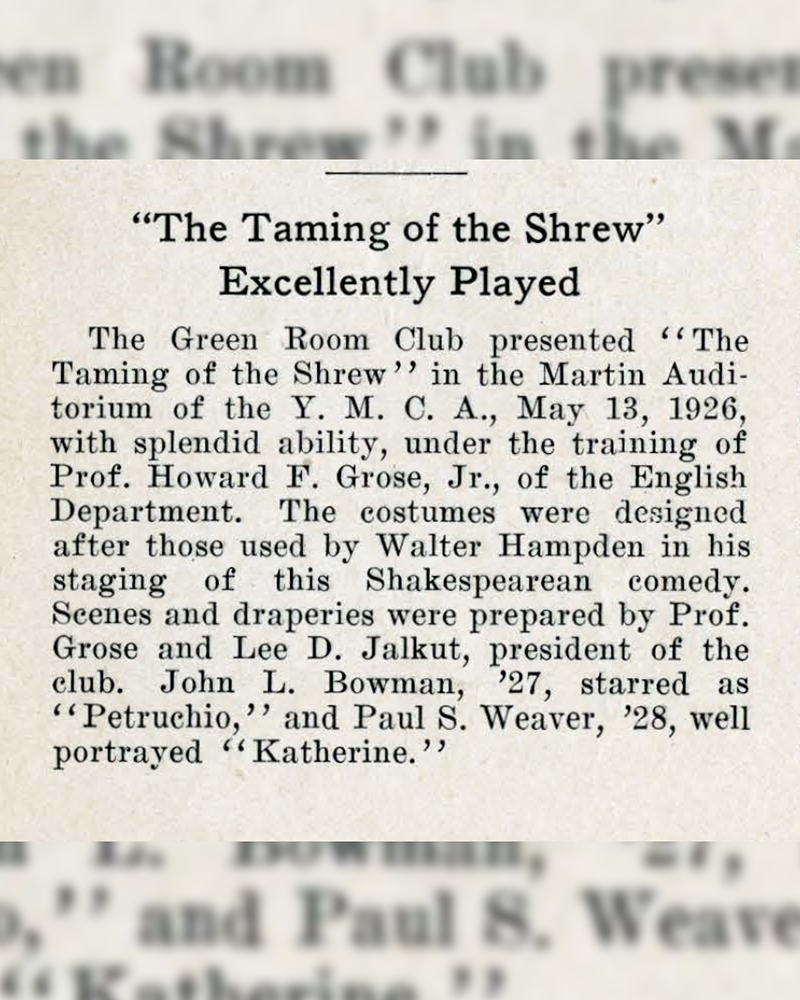 Green Room - Taming of the Shrew