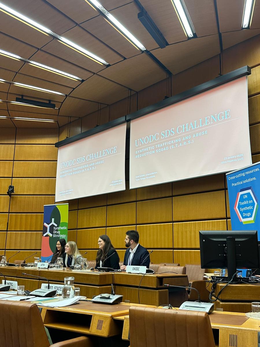 Marton and her SAIS classmates presented at the United Nations Office of Drugs and Crime (UNODC) in Vienna in January.