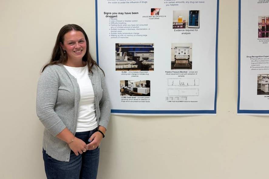 Kayla McCrea ’27 spent her summer as a toxicology unit intern with New Jersey State Police Office of Forensic Sciences in Hamilton — a goal she set her sights on in high school.