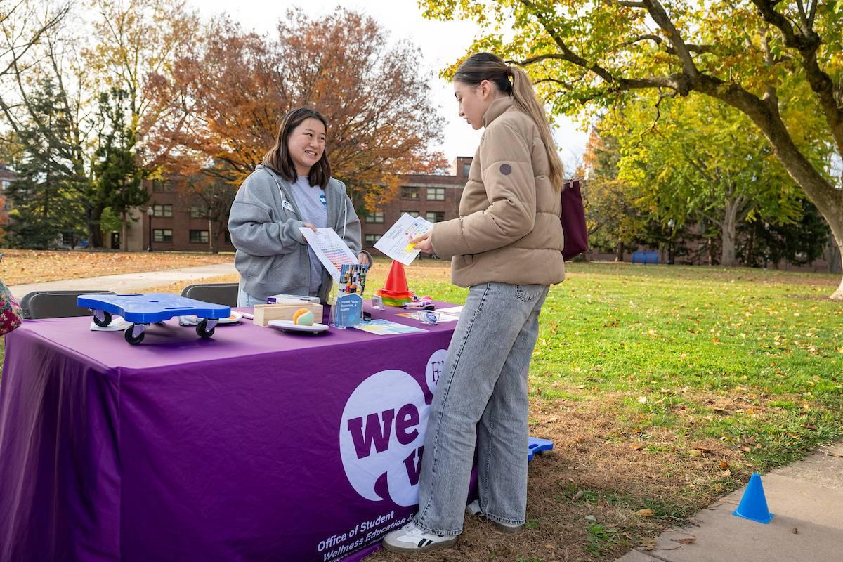 Head peer health educator McConn Honor ’26 at Wellness Fair