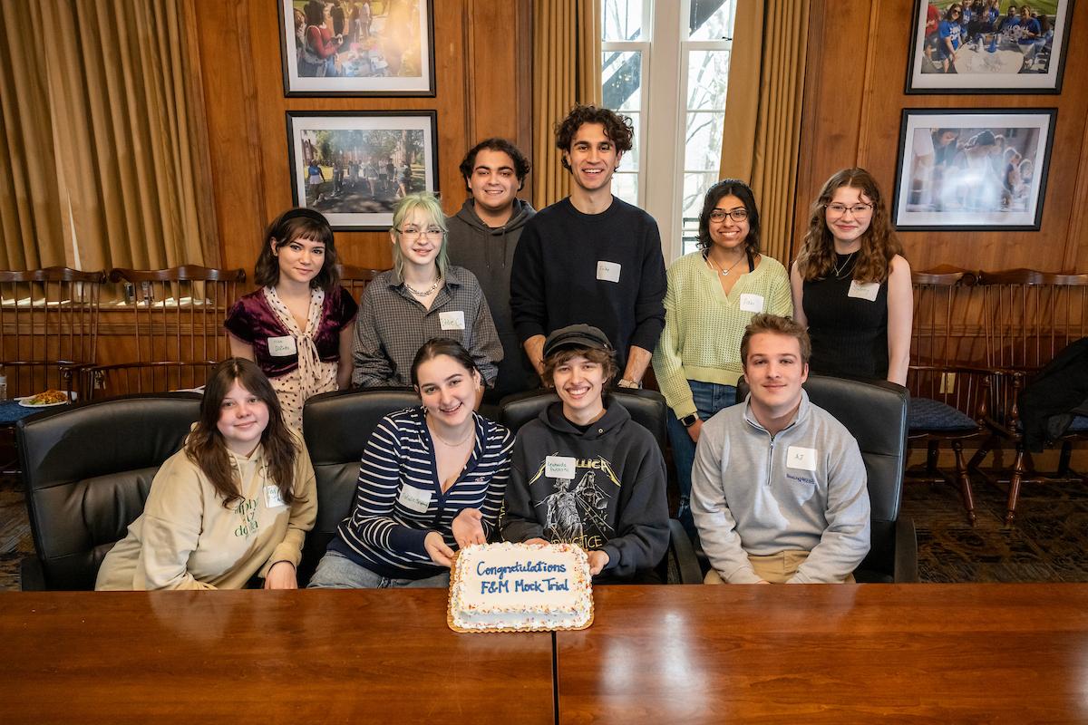The F&M Mock Trial team celebrating.