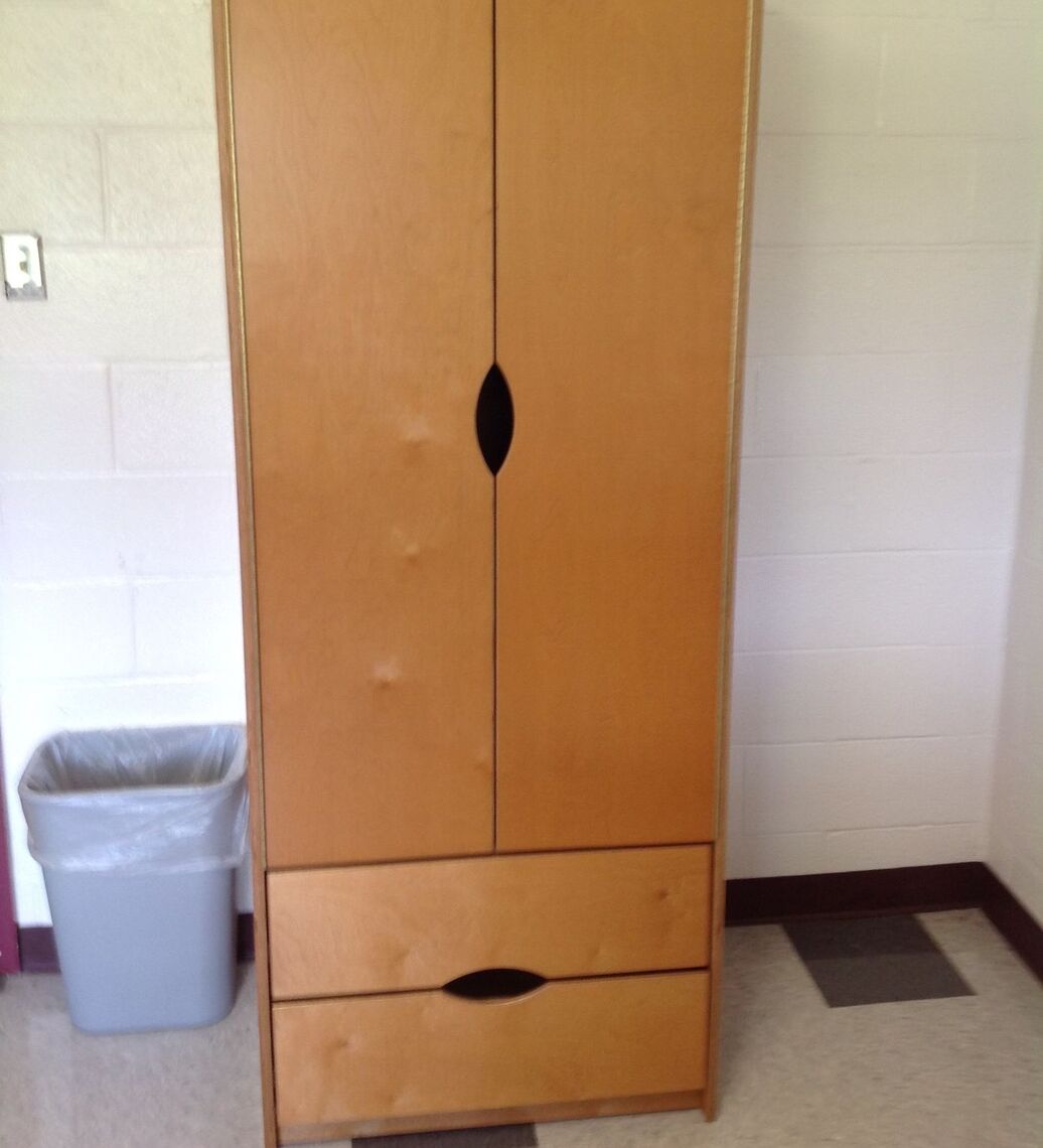 A typical closet in Buchanan and Marshall Halls.