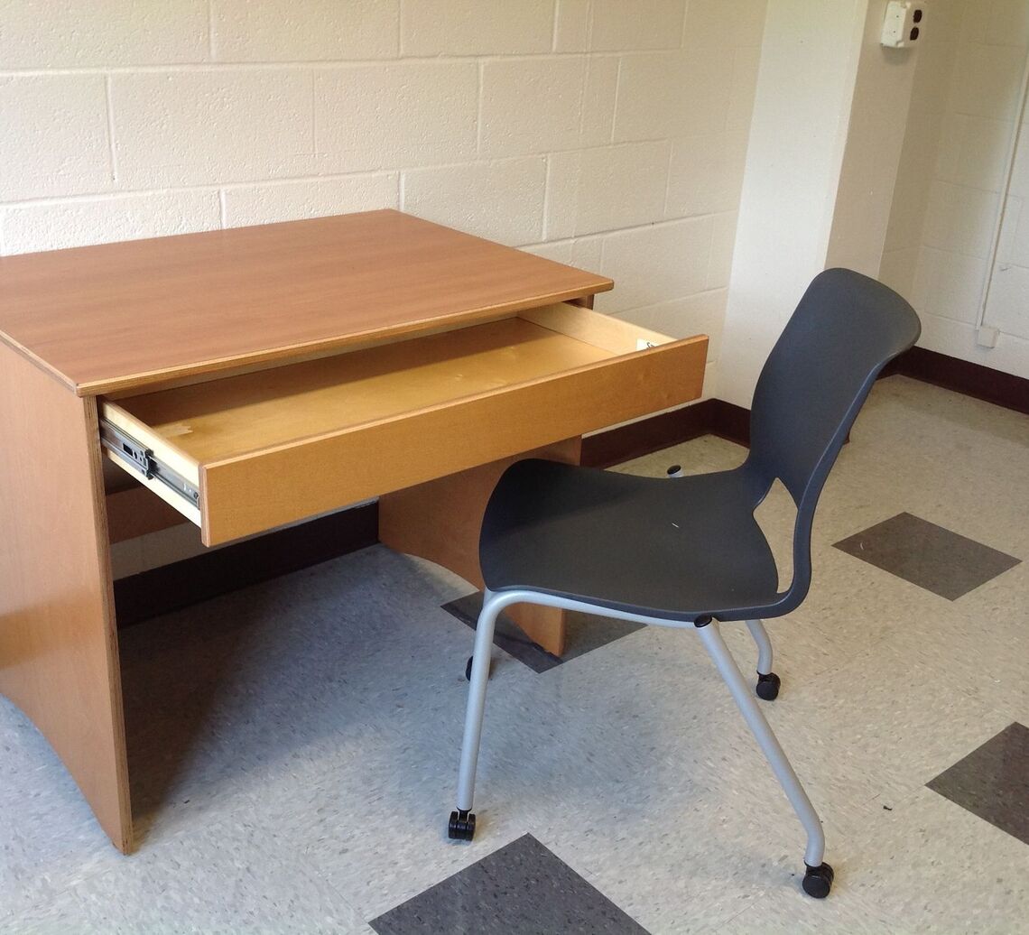 A typical desk in Buchanan and Marshall Halls.