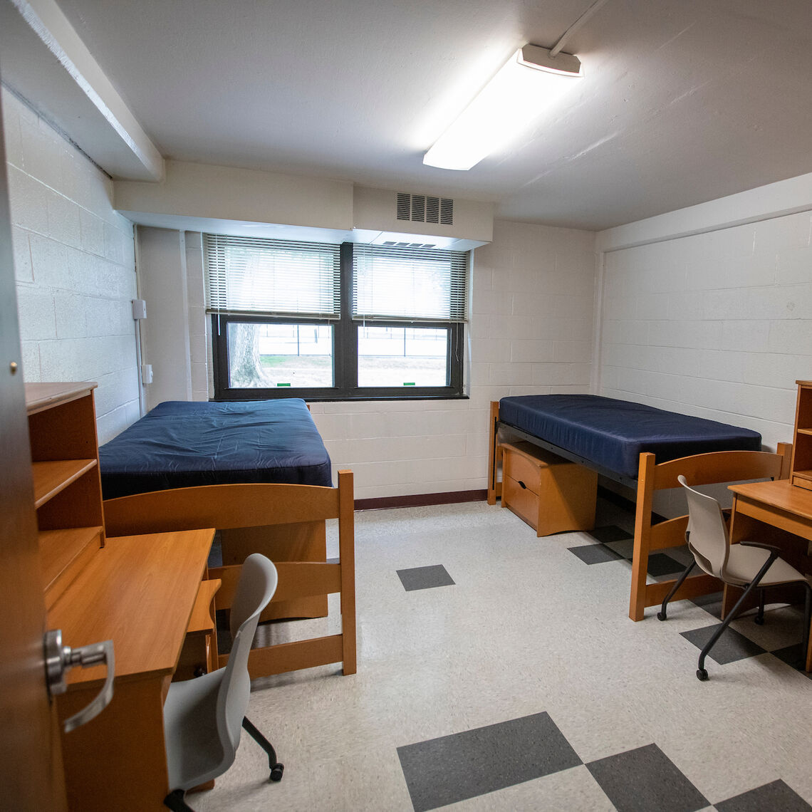 A typical room in Buchanan and Marshall Halls.