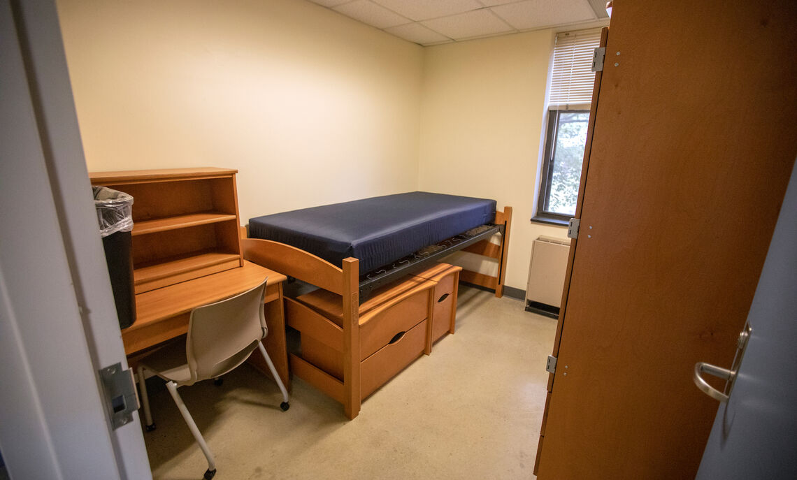 A typical single room in Weis College House.