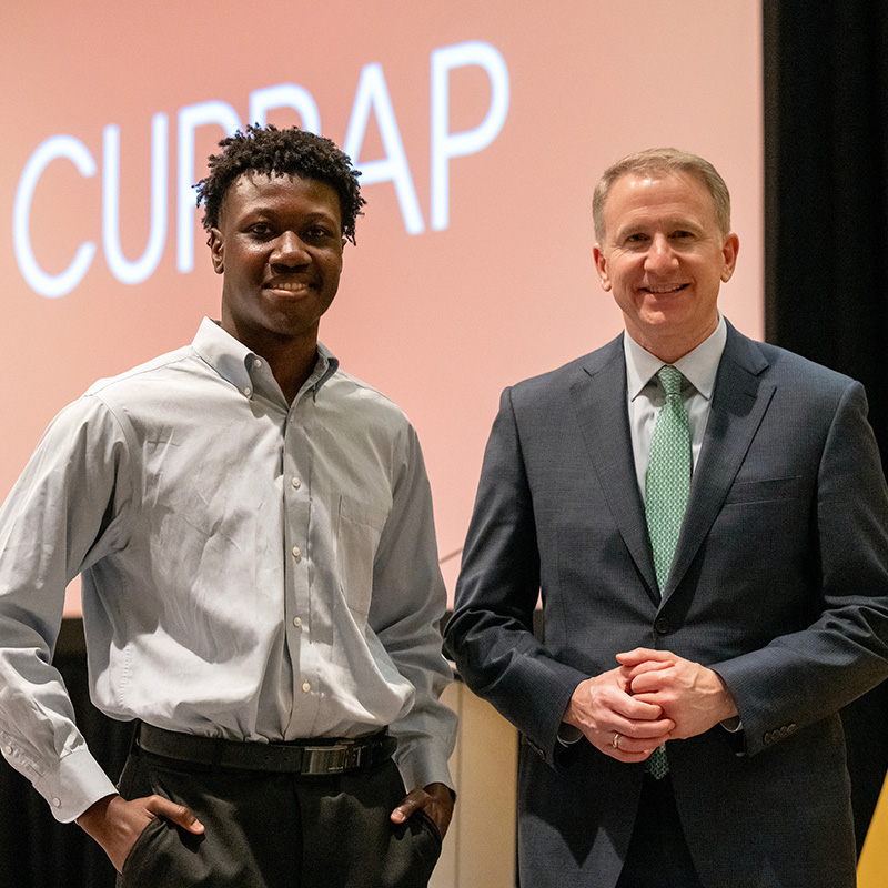 Sekou Cherif '26 connected with F&M President Andrew Rich at the CUPRAP conference.