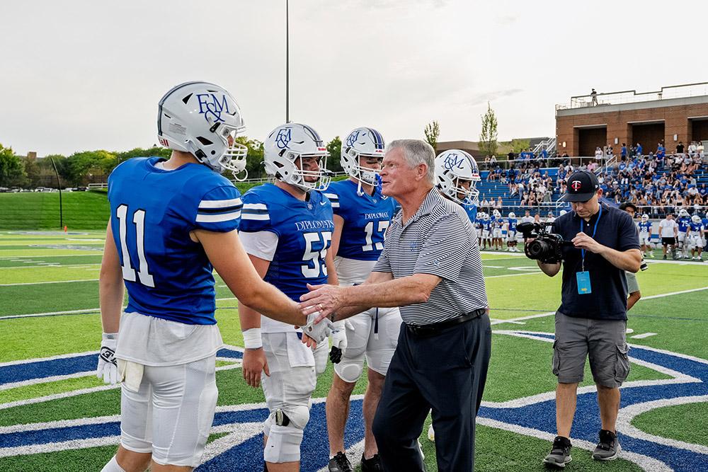 F&M Football Captains and Larry Shadek