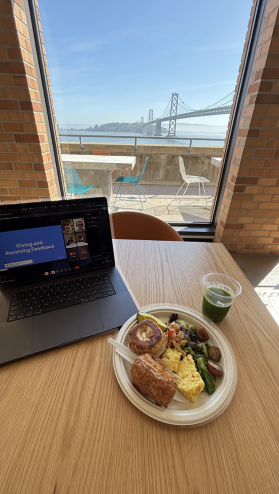 Shahina Tojieva ’25 enjoys breakfast in San Francisco.