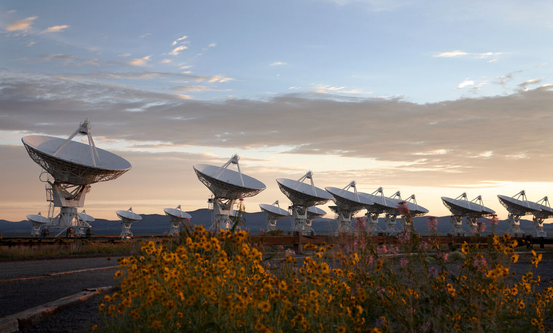 Radio telescopes capturing solar waves