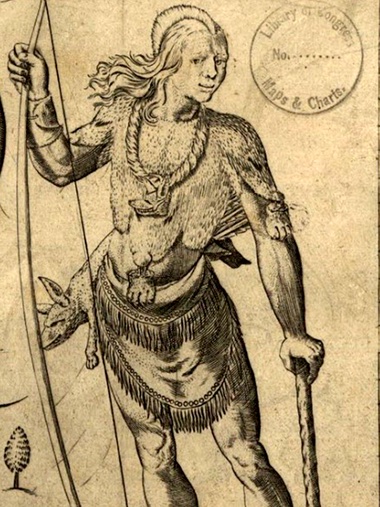 Depiction of a Susquehannock man on the Smith Map (1624). Image Credit: Wikimedia Commons/Library of Congress