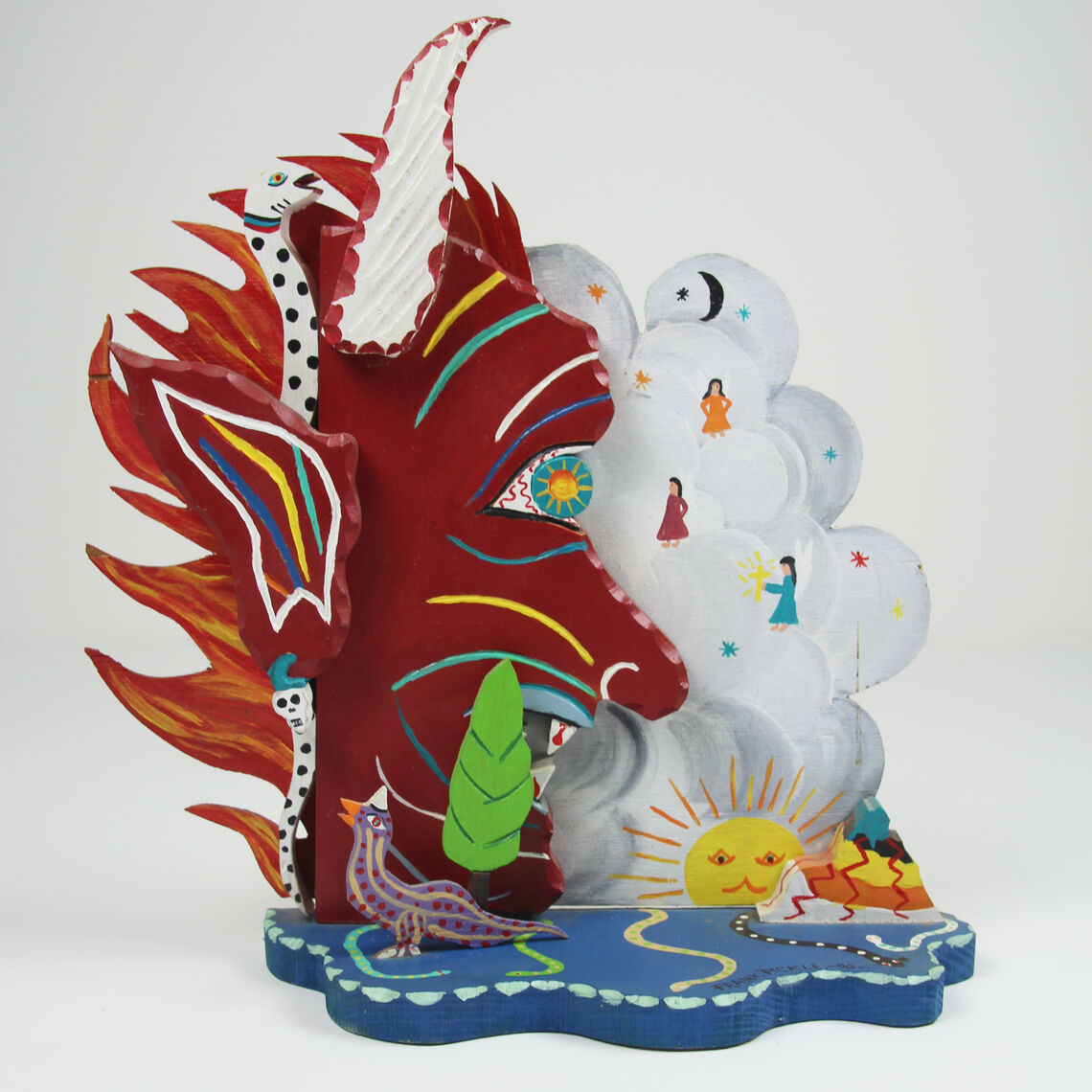Frank Pickle. Untitled [Devil and bird], 1990. Wood and paint, 15 x 15 x 4 ½”. Courtesy of John Ground.