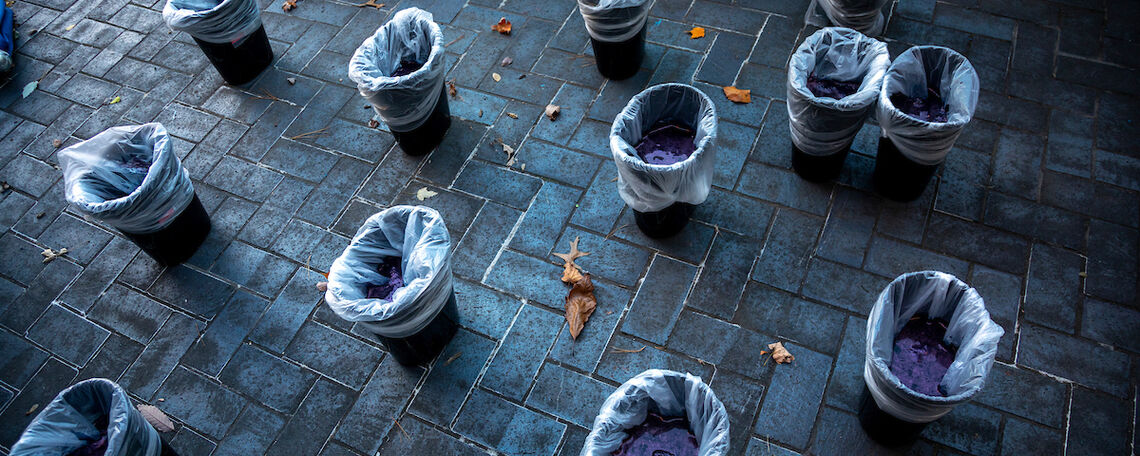 Buckets for the dye.