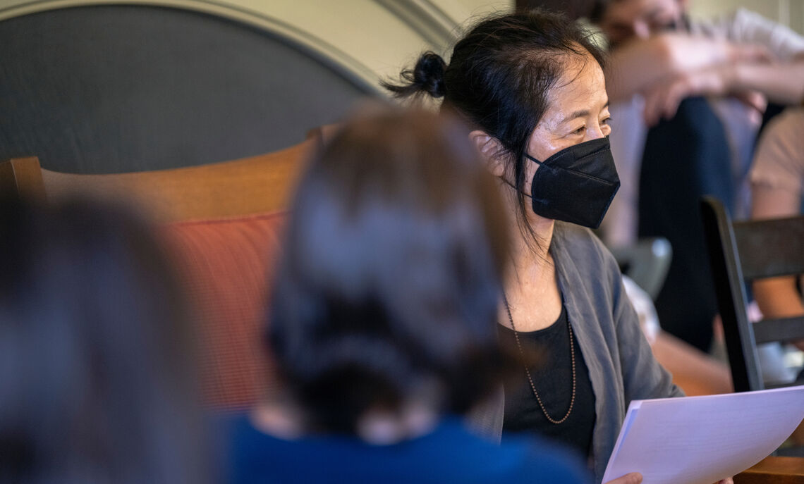 Novelist and short story writer Julie Otsuka, Franklin & Marshall College's 2022-23 Hausman lecturer, participated in a Sept. 13 craft talk with students at the Writer's House.
