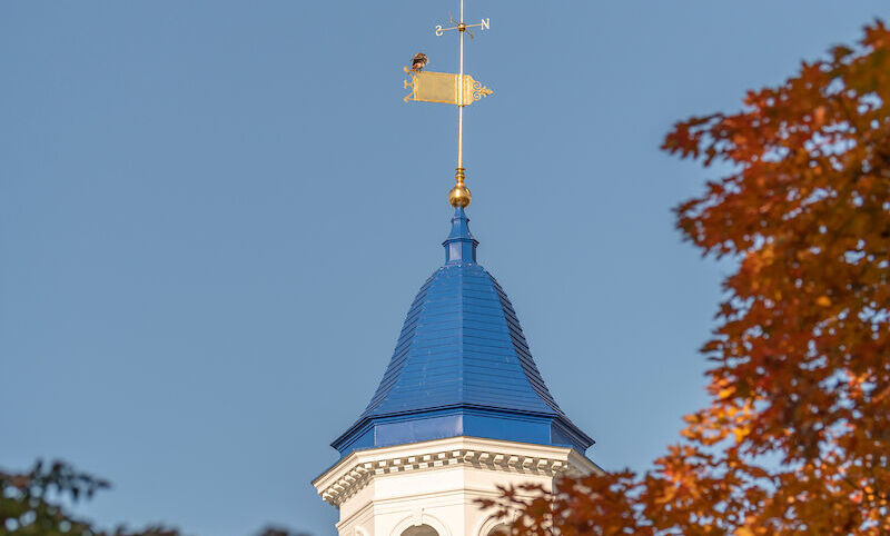 Visitors needed only to look up to spot Franklin & Marshall College's iconic campus cupola and weathervane atop the Anne and Richard Barshinger Center for Musical Arts in Hensel Hall.
