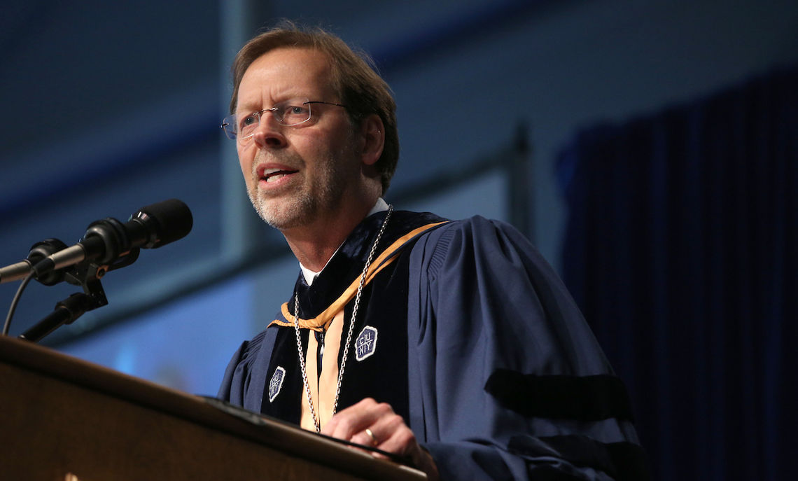 Franklin & Marshal College President Daniel R. Porterfield, tells the members of the Class of 2017 that their education will serve them well in the years after College. "Because change is life, your F&M education will be ever alive, ever-empowering, ever-relevant, ever-important, ever-renewing," he said.