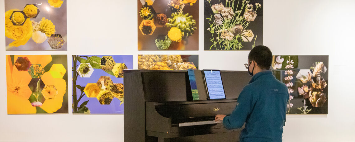 Jihang Dai '22 performs during Music Night at the Phillips Museum of Art.