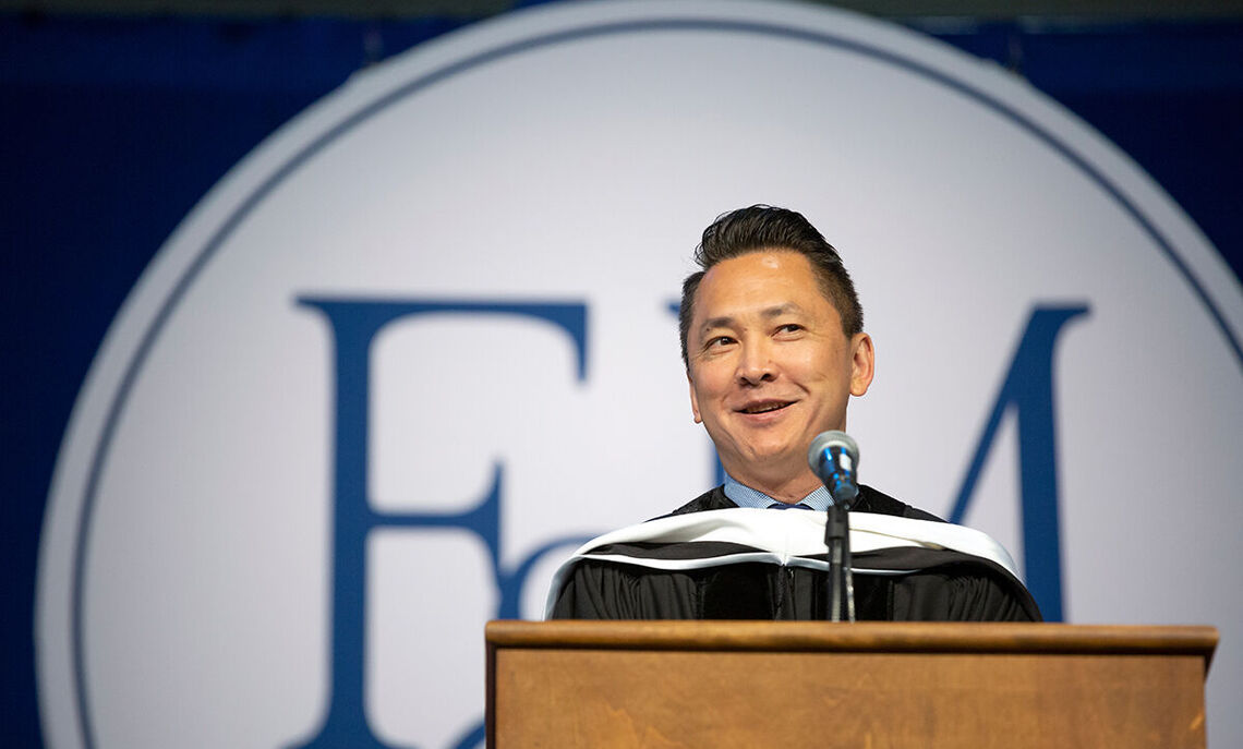 Pulitzer Prize-winning author Viet Thanh Nguyen inspires the Class of 2022 to find their voice as they begin the next chapters of their lives after F&M.