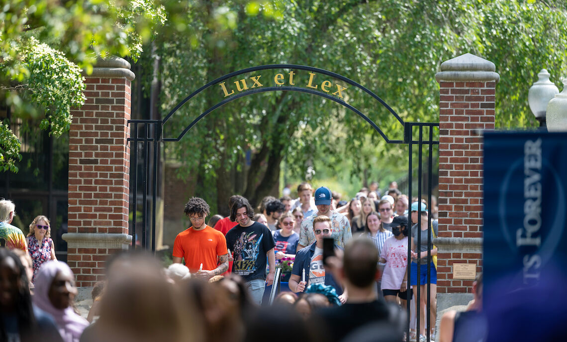 Graduating seniors take a final stroll through campus as members of the Franklin & Marshall community join them to celebrate their four years of achievement.