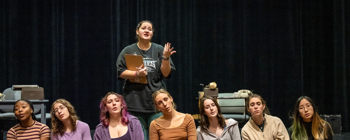 Behind the scenes: Members of F&M Players, the College’s student-run musical theater organization, rehearse for the upcoming production of "9 to 5: The Musical."