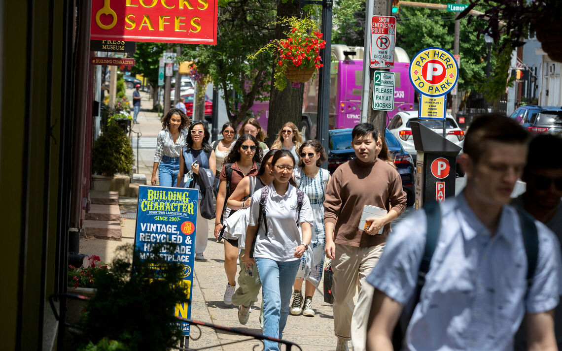 Creativity, Innovation and the Future of Work at F&M (CIFOW) participants take a stroll through downtown Lancaster City.