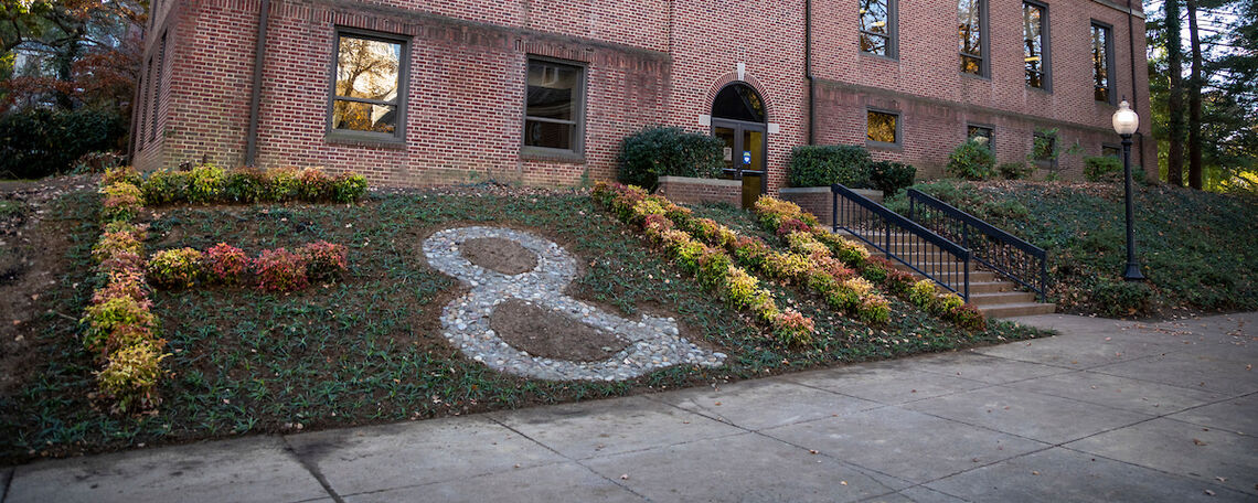 Groundskeepers created a new F&M on the north side of Stager. It is intended to be seen by people on admission tours.