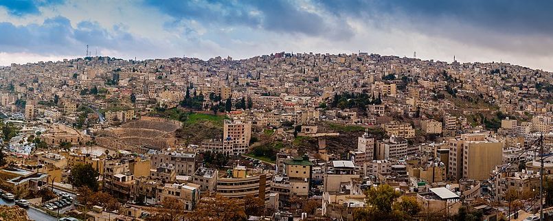 Panorama of Amman, the capital city of the Hashemite Kingdom of Jordan, from the Citadel hill