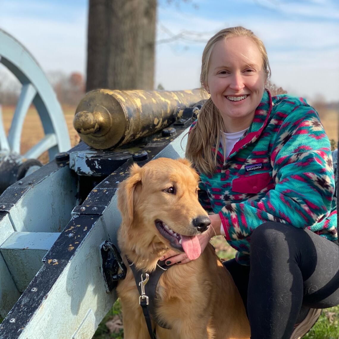 Kate Trieschman '16 with her dog, Tango.