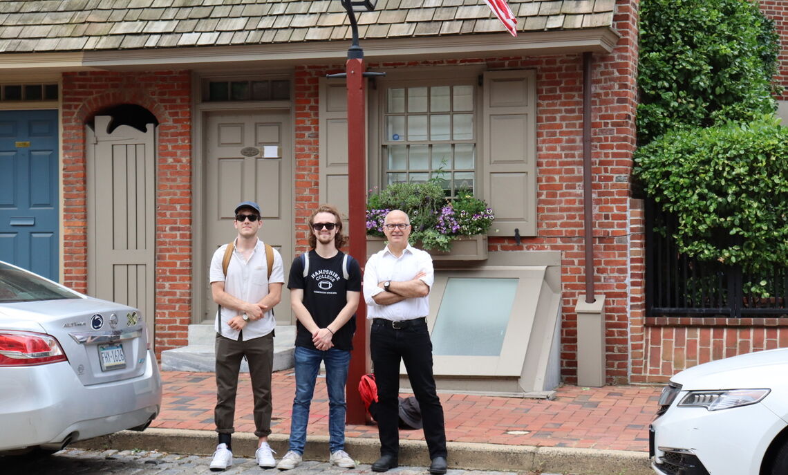 With Art History Professor Kourelis, rising junior Wiley Corlett left, and rising senior Aubrey Saunders, are mapping the path of immigrants in 19th and early 20th century Philadelphia.