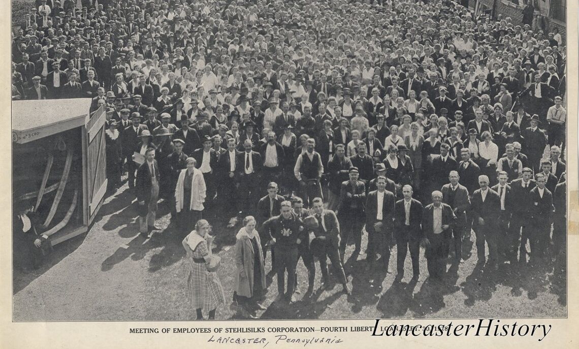 Meeting of employees of Stehli Silk Mill, Fourth Liberty Loan (an effort by the U.S. government to sell war bonds), Sept. 30, 1918.