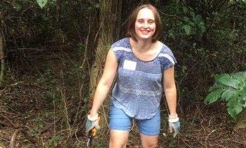 F&M students and staff work alongside Lancaster Conservancy volunteers to help maintain a pollinator habitat at Kellys Run Trail in Holtwood, PA.