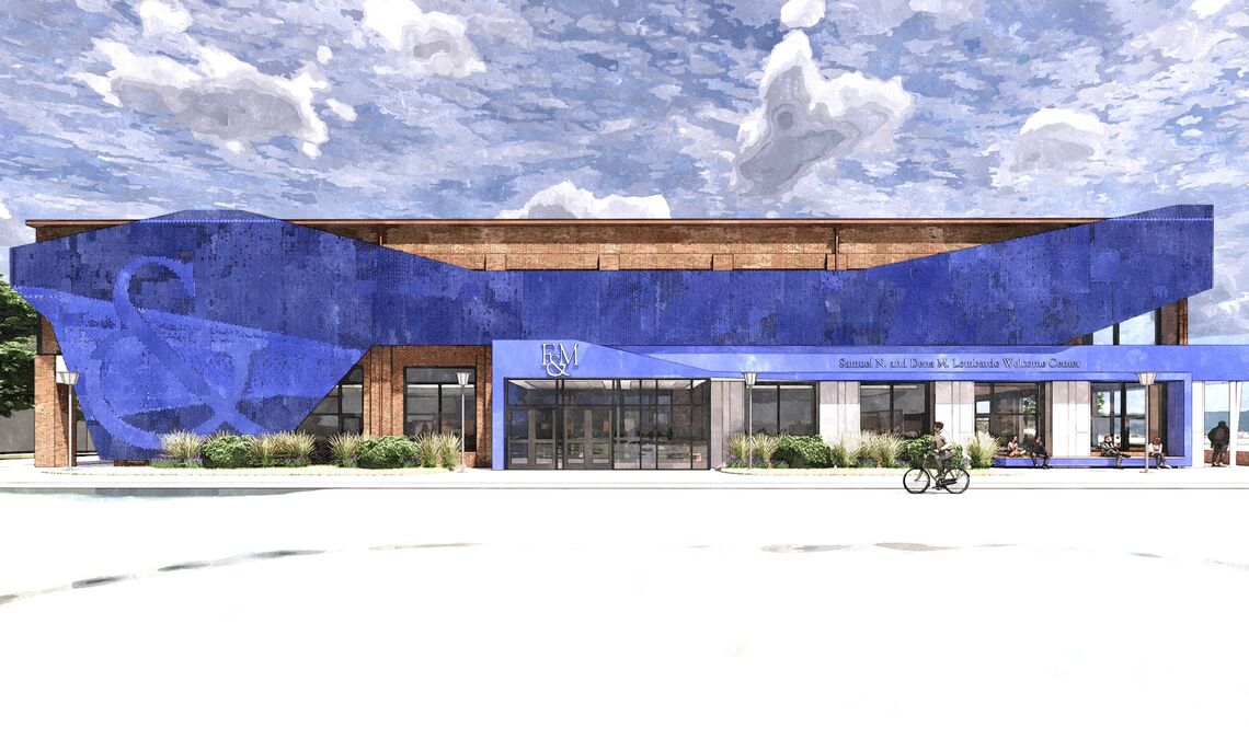 Renderings of the new F&M Samuel N. and Dena M. Lombardo Welcome Center.