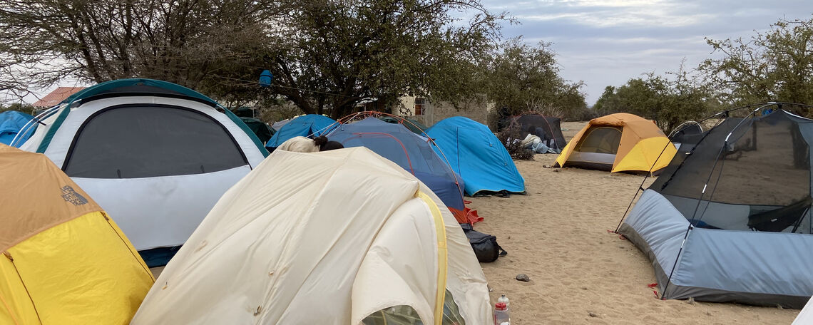 Madison Fortier's research team's encampment in Kenya.