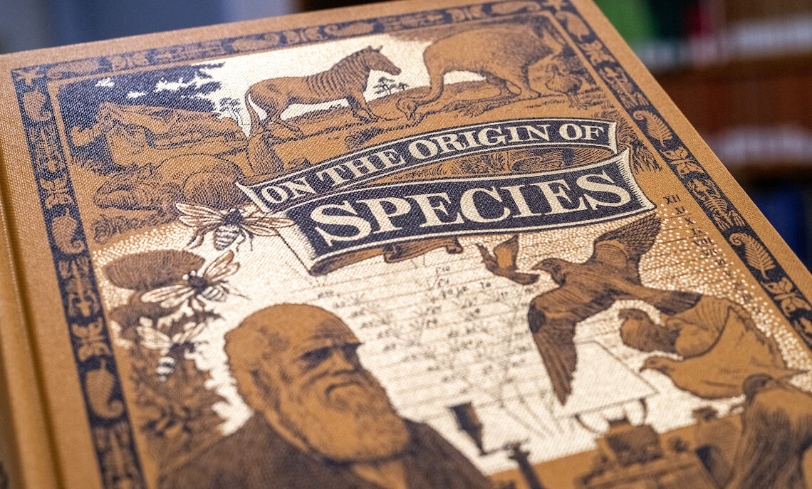 Former F&M board chair Dr. Lawrence Bonchek, P’91, and Dr. Rita Bonchek, P’91, are lending several of their first-edition Darwin monographs to the College through Feb. 24.